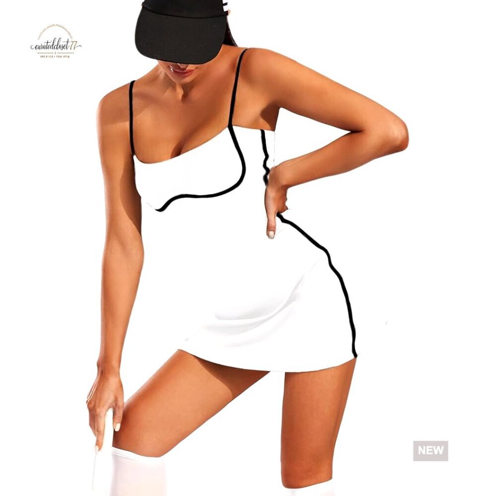 Sleeveless Active Dress with Built-in Bra, Shorts, Pockets, A-Line Fit